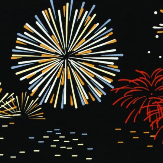 Dyeing Anbo Hand Towel Sumida River Authentic Dyed Cotton Tokuoka Made in Japan 35cm x 100cm "New Fireworks" 100%