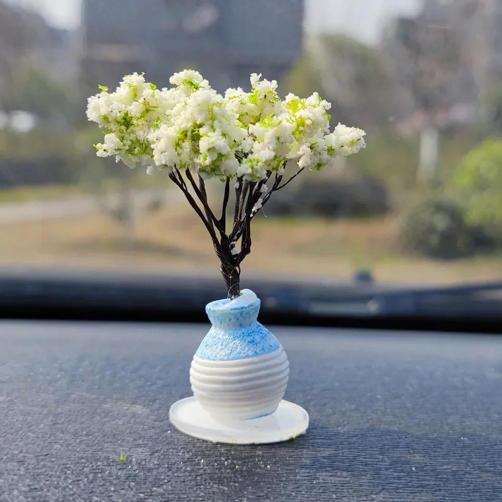 New Mini Tree Car Ornaments Center Console Decoration Car Mounted Plant Accessories Simulated Flower Decoration Cute Ornaments