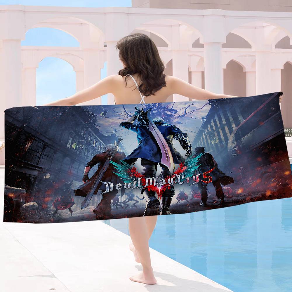 Game D-Devil M-May C-Cry Microfiber Printed Beach Towel Mountain Climbing Yoga Beach Swimming Running Absorbent Soft Towel