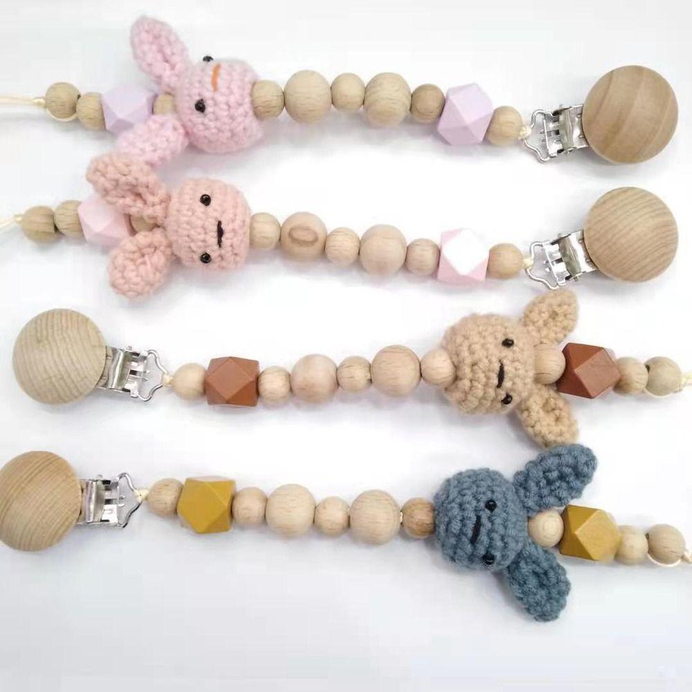 

Grade Soother Holder Beech Wood Pacifier Clips Chains Molar Chain Baby Pacifier Chain Nipple Holder
