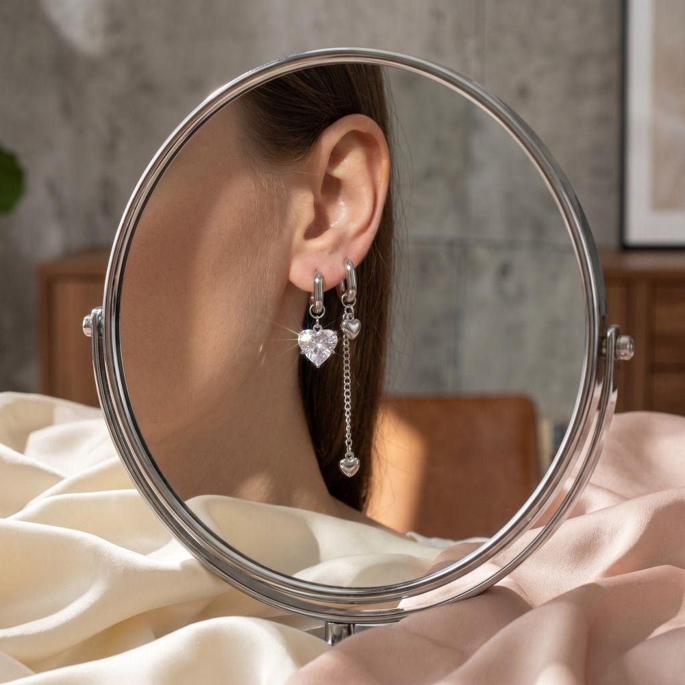 Tassel Design Asymmetric earrings Y2K Crystal Heart Earrings Long Pendant Earrings  Daily Wear