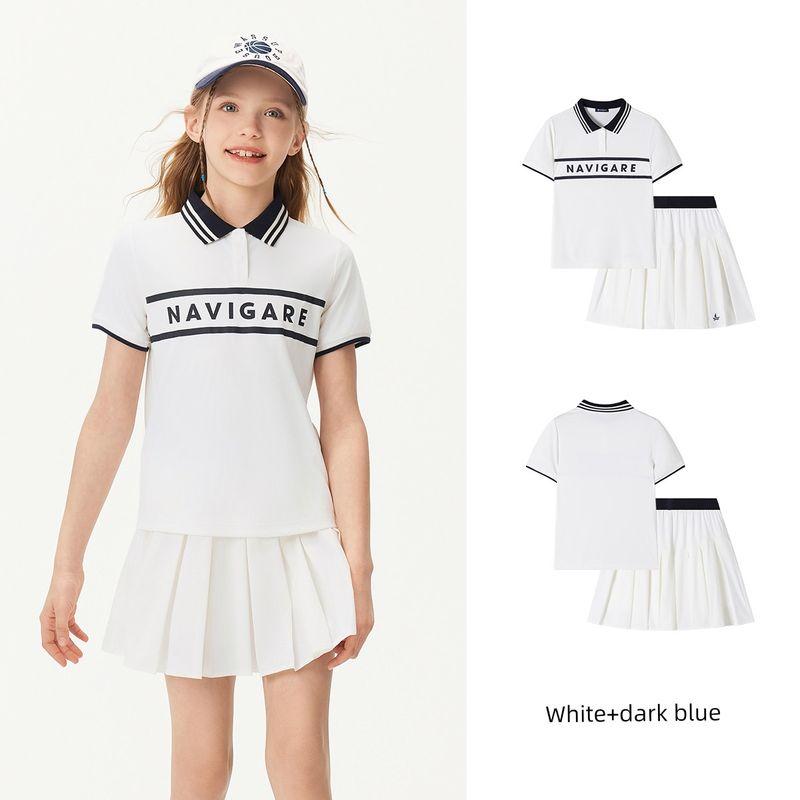 Navigare Italian Small Sailboat Children s Clothing Girls  Short-Sleeved Suit 2026 Summer New Children s Two-Piece Set Light Sports Vitality-White + Dark Blue 150
