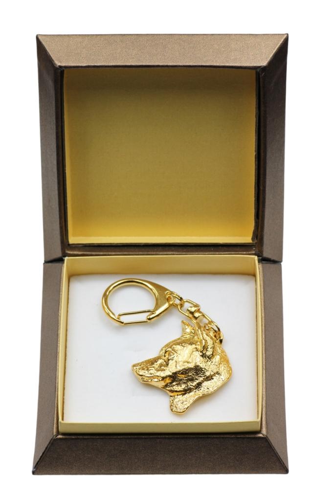 Shiba Inu, Japanese Small Size Dog – Gilded Key Ring with Dog In Gift Box, Handbag Decoration | Art-Dog