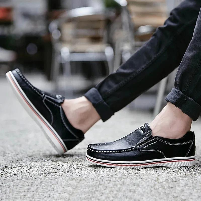 Trendy Men Casual Shoes Genuine Leather Business Office Shoe Men's Loafers Soft Soled Comfort Driving Shoes Moccasins Man Shoes