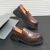Spring Men's British Thick-Soled Leather Loafers: Trendy Casual Slip-On Shoes