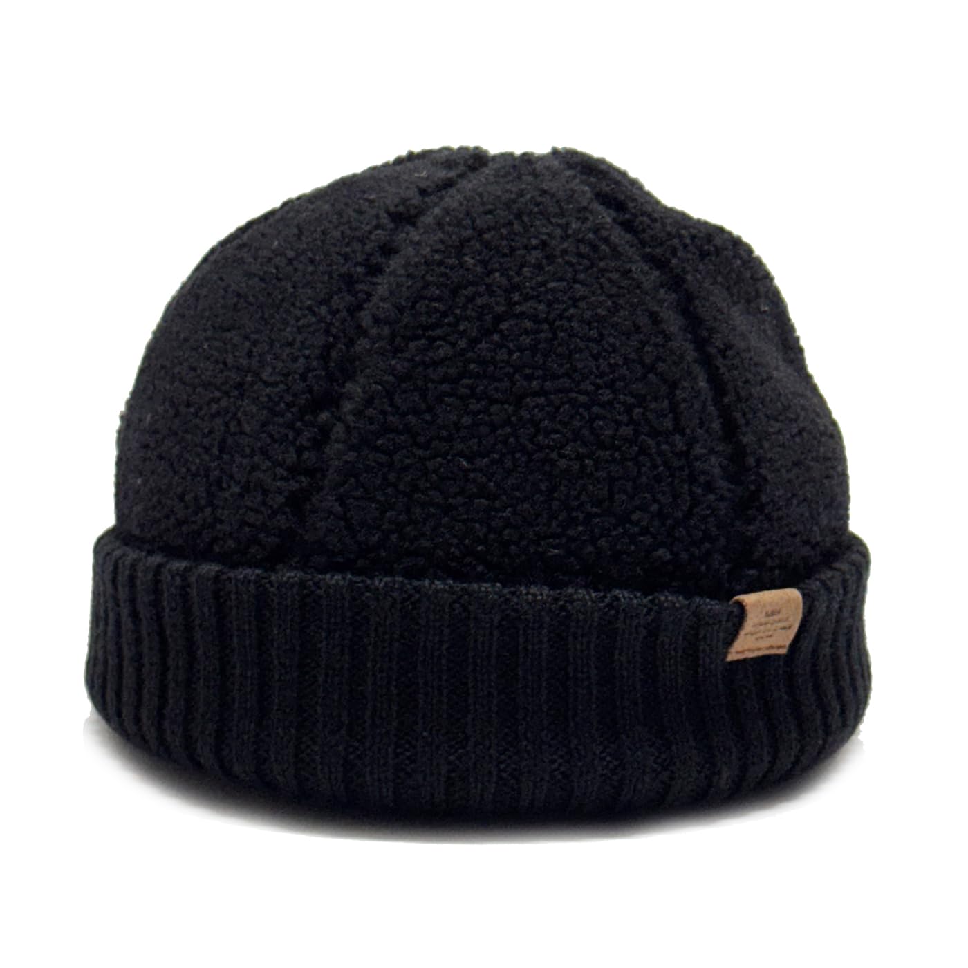 

BORE RIB ROLL WATCH Boa Rib Roll Watch Roll Cap Rib Knit Fur Lining Fisherman Cap Short Watch FREE Black [Ruben] чорний