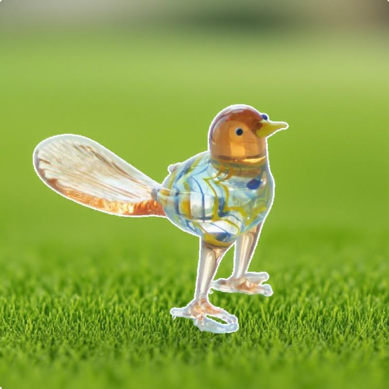 

Стеклянное украшение в виде птицы ручной работы, декоративная фигурка в мультяшном стиле в деревенском стиле, универсальная для дома, офисного стола Canary - Ornament