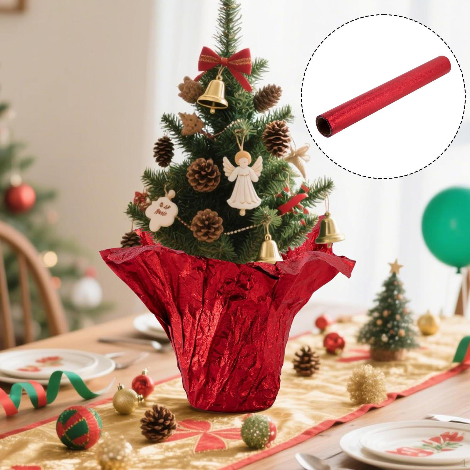

Floral Foil Plant Pot Cover Wrapping Paper 10 Yard Decor Party Sturdy Xmas DIY Holiday красный