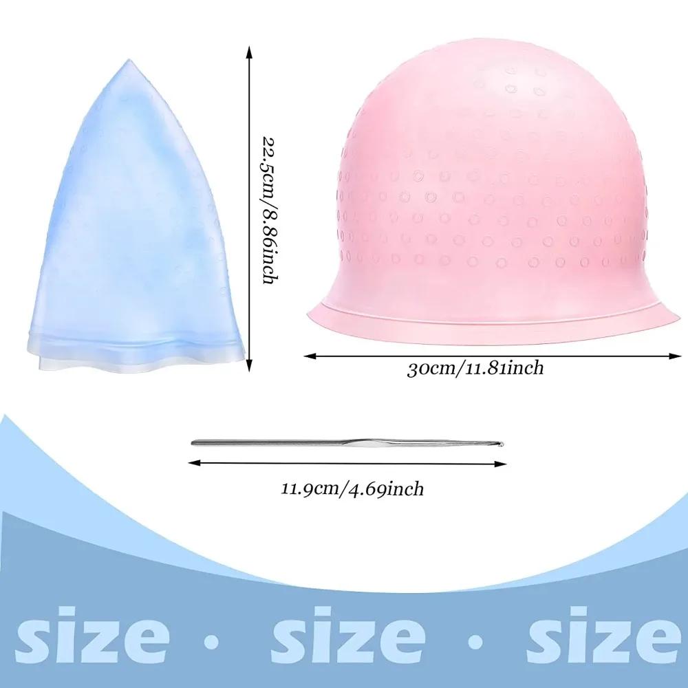 1PC Silicone Hair Coloring Cap Reusable Hair Dyeing Highlighting Hat with Hook Barber Hairdressing Bonnet Salon Styling Tools