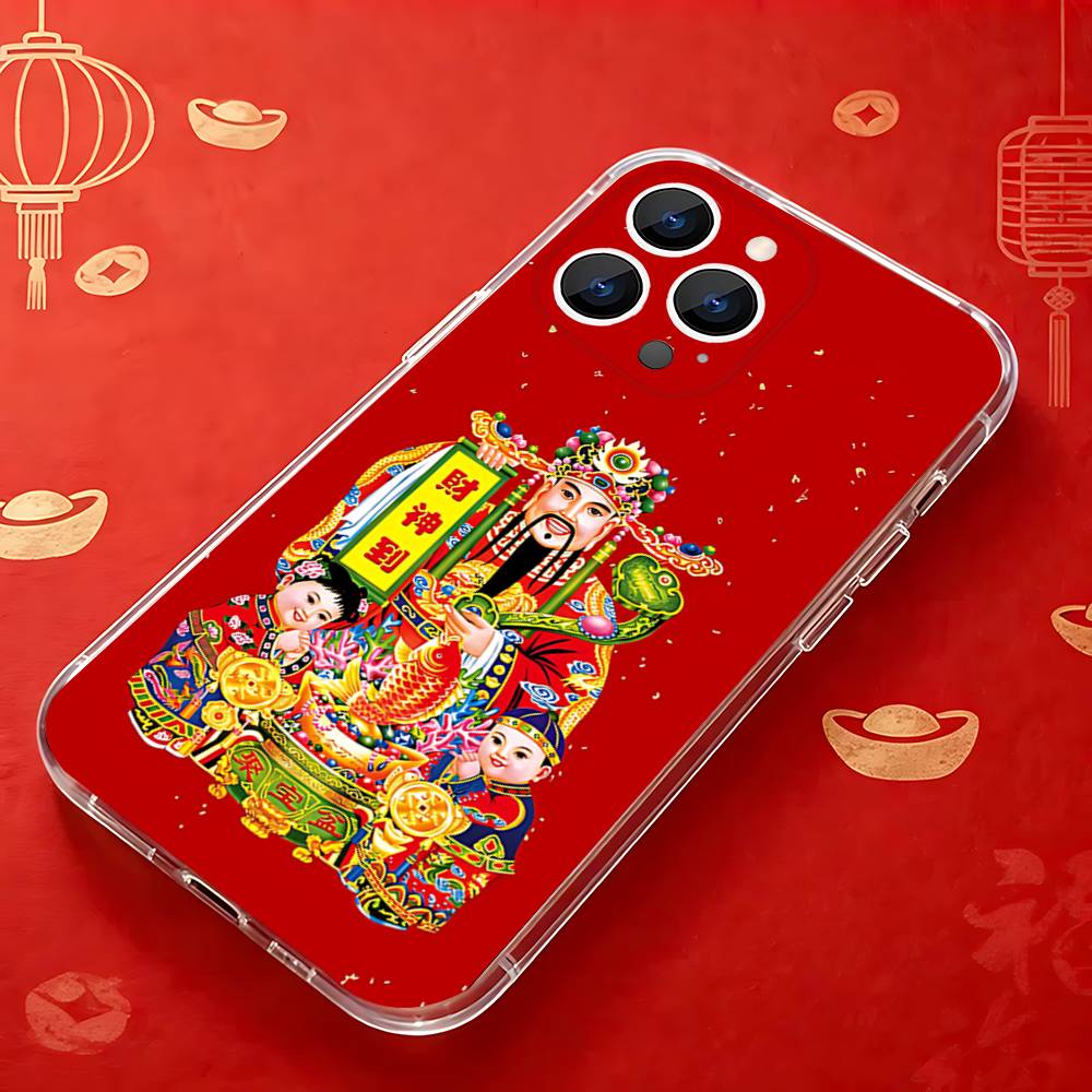 

God of Wealth in Ancient China rich Case For iPhone 17,16,15,14,13,12,11 Pro,Max,Plus,X,XS,XR,SE4,E Mini Transparent Soft Cover iPhone14PRO