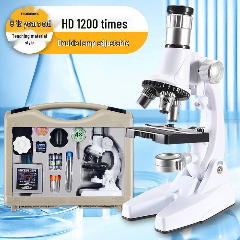 Professional-Grade HD Optical Microscope for Children's Science, Middle School Use; Detects Bacteria; Junior High Exam Model