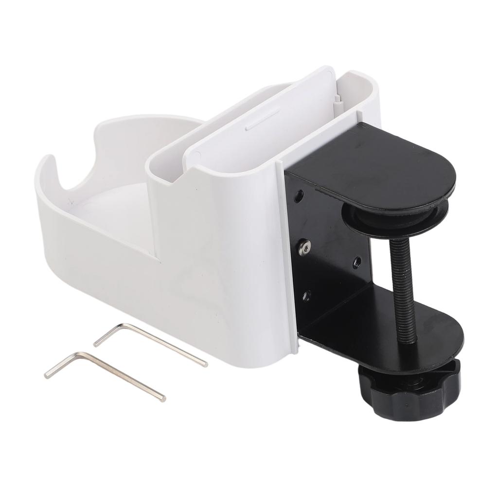 Phone and Cup Organizer Desktop Storage Rack with Adjustable Removable Partition Anti Slip Screw Buckle ABS Carbon Steel