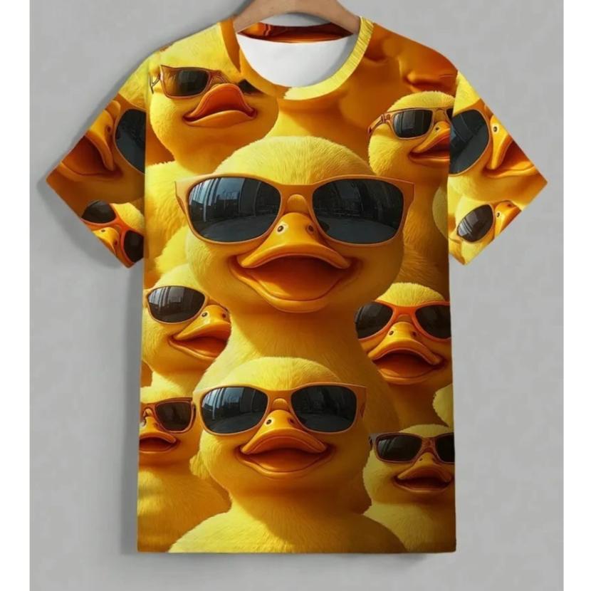 3D Printing Fashionable Funny Duck Graphic T-shirt Men Casual Loose Breathable Round Neck Short Sleeve T-shirt