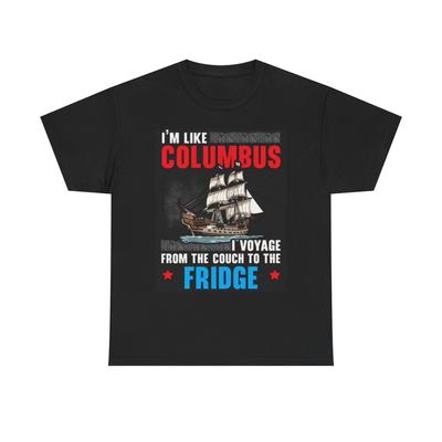 Christopher Kolumbus Bierkühlschrank Lustiges Grafik T-Shirt Unisex Schweres Baumwoll-Tee