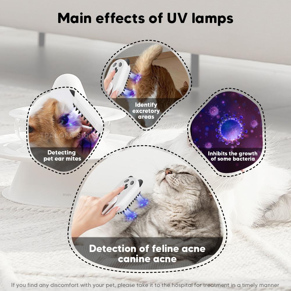 4-in-1 UV Steam Water Brush Dog Electric Spray Comb UV Lamp Sterilize Grooming Massage Dog Grooming Supplies Pet Accessories