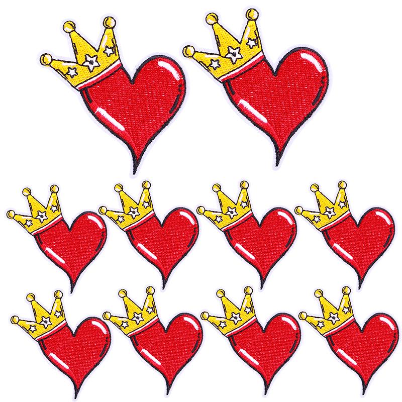 10 Stück / Set Cartoon Liebesherz Stickaufnäher Tierente Aufnäher zum Aufbügeln für Kleidung Hüte Rucksäcke Jacken Aufnäher zum Aufnähen DIY