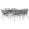 VidaXL Garden Dining Set Cushions 7 Pcs Grey Poly Rattan Glass 3334531