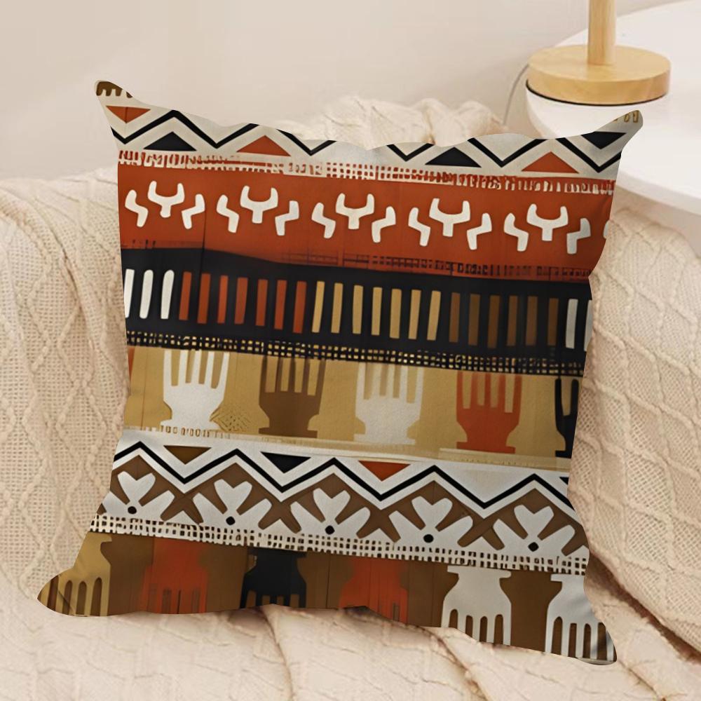 Fashion Simple Geometric Cushion Cover Soft Plush Fabric Double-Sided Printed Sofa Cushion Cover for All Seasons Home Decor Gift