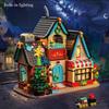 1348pcs House Building Blocks Starry Cottage City Street View Building Bricks With Light Gifts For Boys Girls