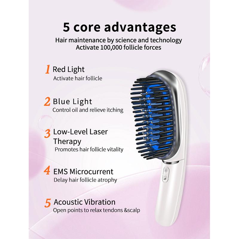 EMS Electric Head Massage Comb EMS Vibration Hair Care Anti-hair Loss Head Therapy Red and Blue Light Hair Growth Health