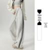 Women's American-Style Sweatpants with Side Stripe - High Waist, Slimming, Wide Leg - Spring/Autumn 2024