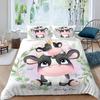 Cute Cows Duvet Cover Set Kawaii Farm Animal Bedding Set Microfiber Floral Comforter Cover Twin King For Kids Boys Girls Decor