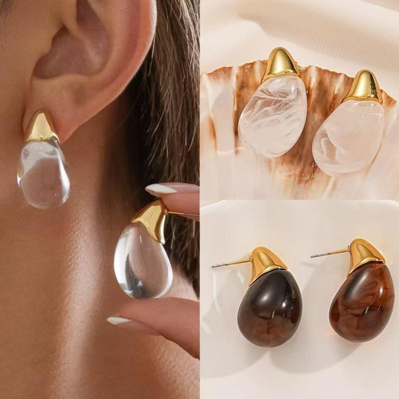 1 Paar Elegante Klare Tropfenohrringe - Minimalistisch Schicke Hängeohrringe, KC Vergoldet für Damen,… Mehr