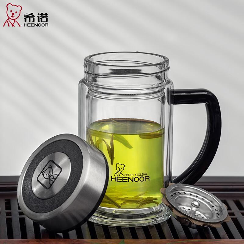 Insulated Double-Layer Glass Mug with Handle & Filter
