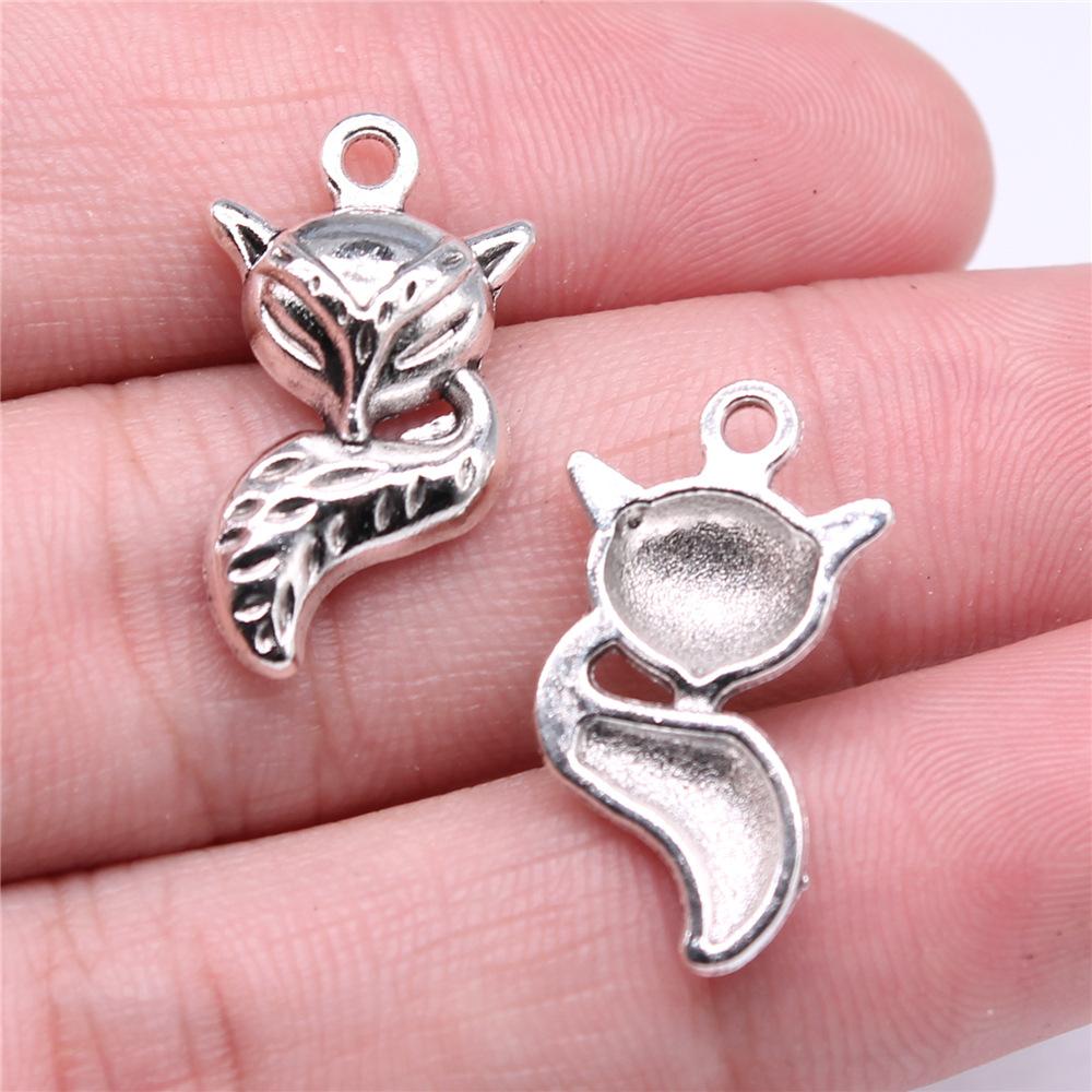 10pcs Charms Animal Fox Antique Bronze Plated Antique Silver Color Pendants DIY Crafts Making Findings Handmade Tibetan Jewelry