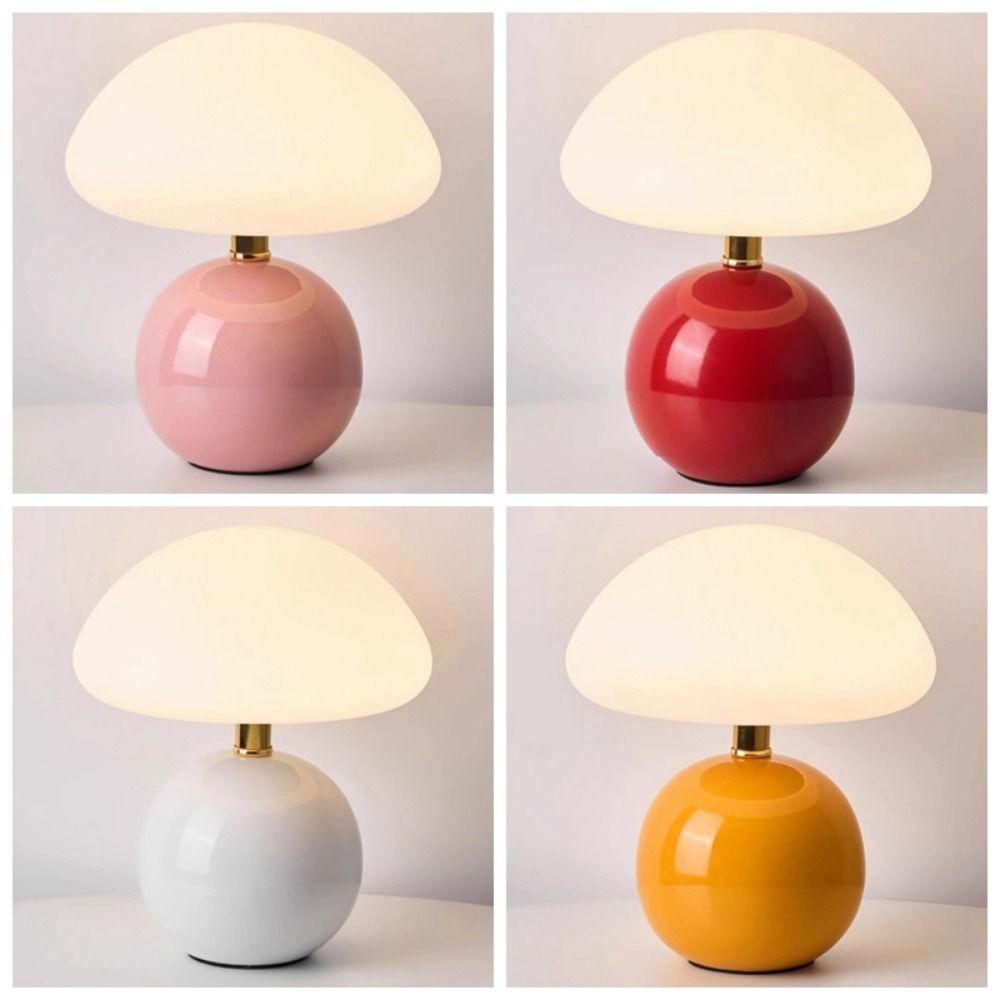 

Tri Color Dimming Mushroom Bedside Lamp Creamy Style Atmosphere Light Creative Decor Light Bedroom білий