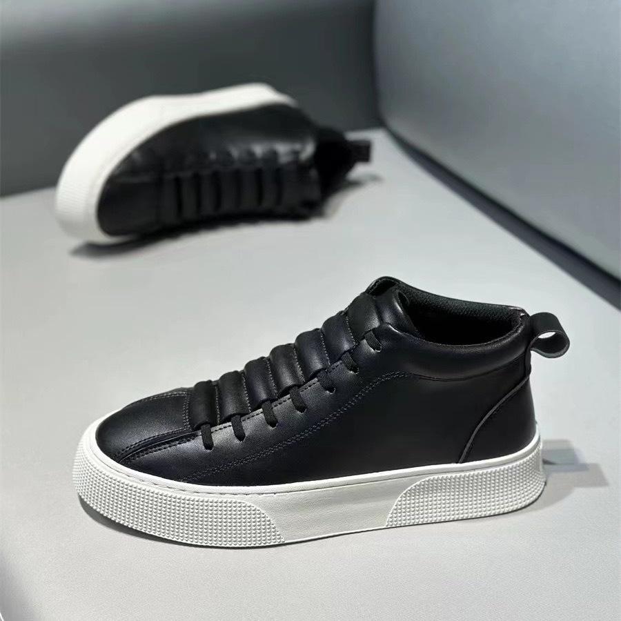 Men's shoes new leather high-top one-pedal casual shoes men's thick soles light and versatile Korean version of casual little white leather shoes