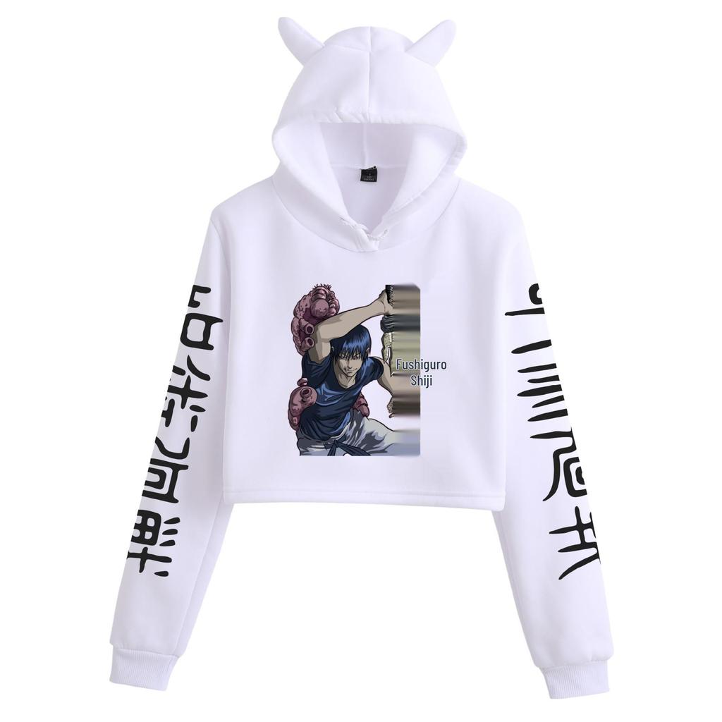 Jujutsu Kaisen Damen Kapuzenpullover mit Katzenohren