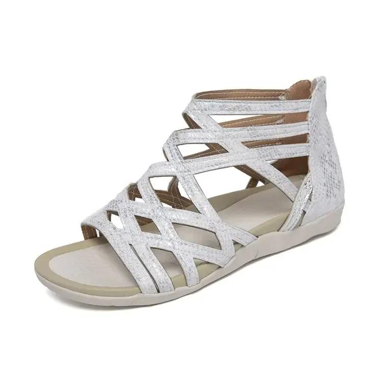 ladies Leopard Slope Heel Sandals Non-slip Lightweight Comfortable Casual womens Slippers Rome Outside Casual Flat Bottom Shoes