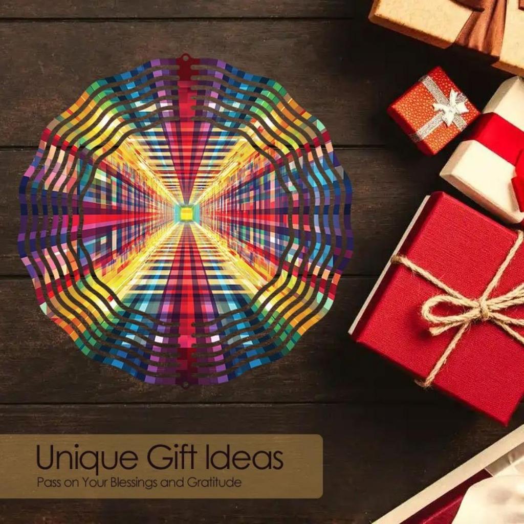 Vibrant Neon Wind Chime for Outdoor Decor Colorful Geometric Metal Hanging Wind Chime Perfect