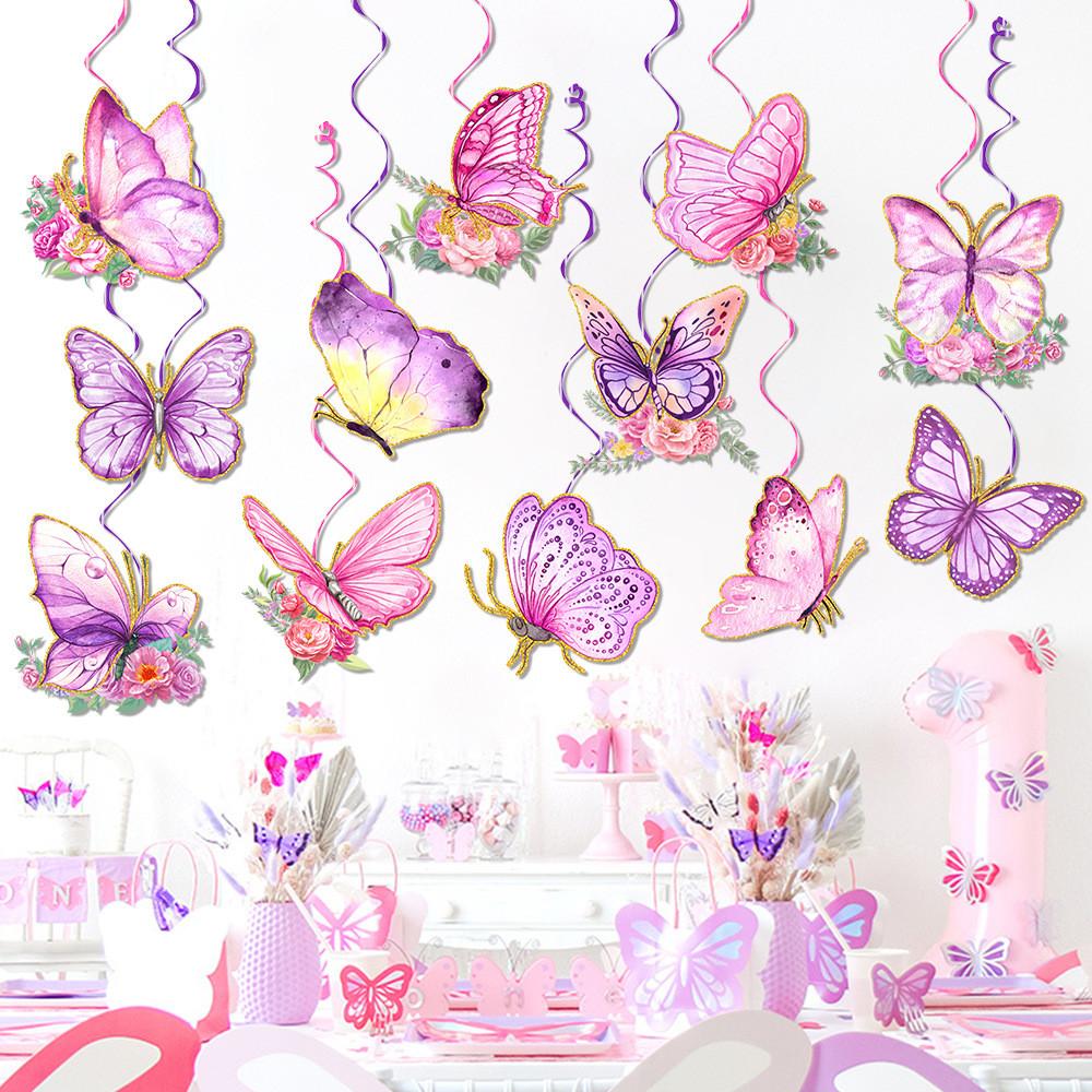 Paper Elegant Butterfly Spiral Pendant For Event Backdrop And Party Decorations