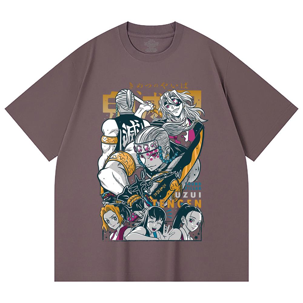 230 Gsm 100% Cotton Demon Slayer V65 Uzui Print Unisex Heavy Cotton T Shirt