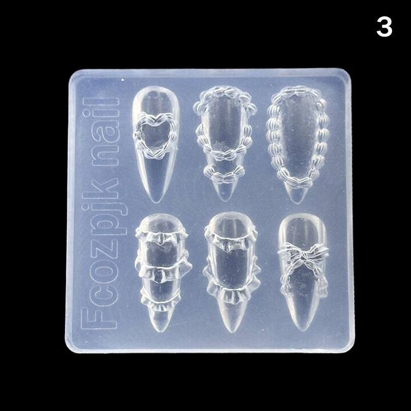 1PCS 3D Acrylic Nail Mold Sea Shell Starfish Goldfish Koi Fish Summer Jellyfish DIY Lace Bow Silicone Nail Art Mold