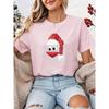 Drinking Christmas T‑Shirt Women Funny Wine Glass Santa Graphic Tee Tops
