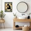Funny Black Cat Metal Wall Poster Bathroom Toilet Decor