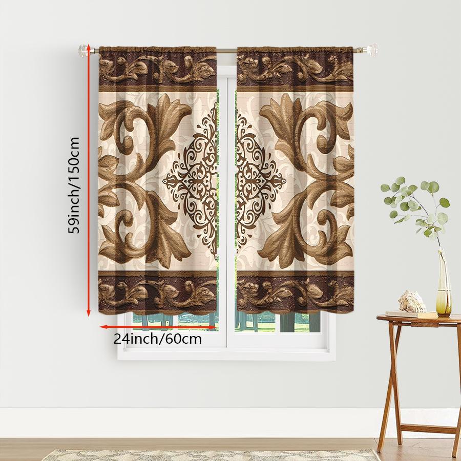 Set Of 2 Vintage European Style Curtains Floral Patterns Privacy Protection Home Decor Curtain Made Polyester With Pole Pocket