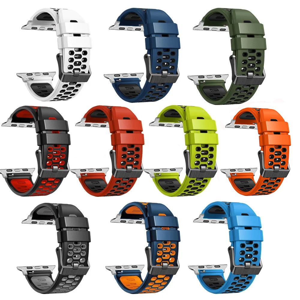Silicone Watch Band Strap Compatible with Apple Watch Series 10 SE Ultra 2 Bracelet 49mm 46MM 45MM 44MM 42mm Wristband Accessory