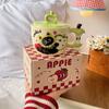 Birthday Gift Apple Cat Ceramic Cup With Lid Breakfast Household Cute Creative Drinking Cup Christmas
