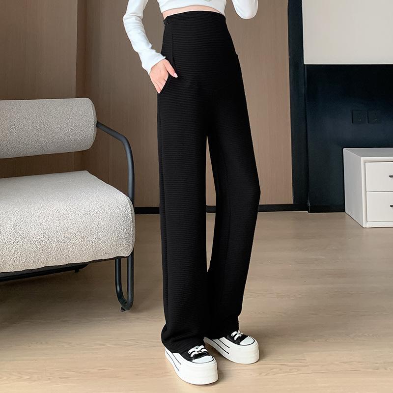 

Брюки для беременных с широкими штанинами, свободные брюки для беременных, брюки с поддержкой живота, новые тонкие брюки для беременных, повседневные брюки для беременных, повседневные брюки M（90-110） чёрный