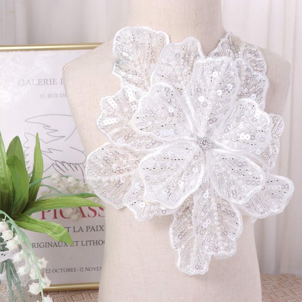 DIY Clothing Brooch Flower Multi-layer Appliques Embroidered Large Size Clothing Patches Sequin 3D Clothing Applique Dressmaking