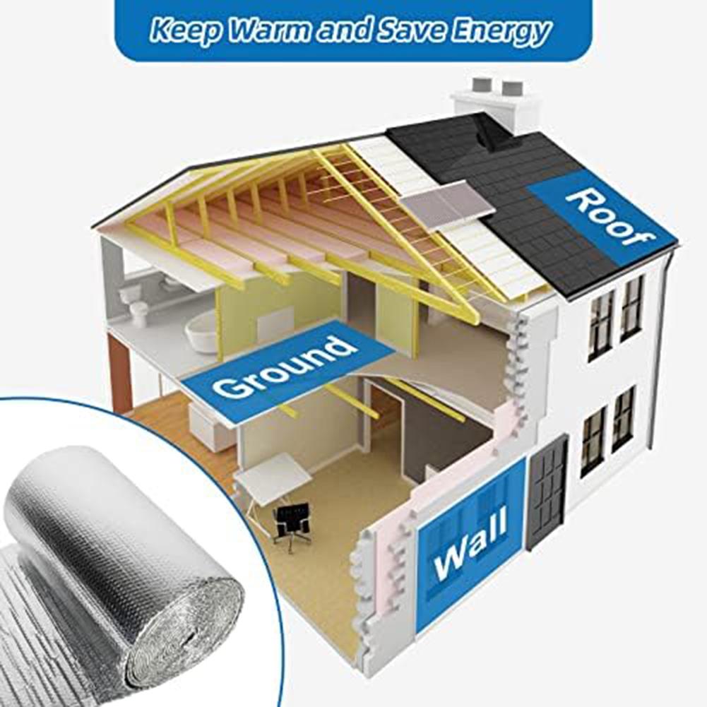 Doble Capa Papel de Aluminio Foil de Burbujas Aislamiento Altamente Reflectante Ahorro de Energía Ignífugo Resistencia al Calor Fácil Instalación