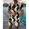 2025 summer men's 3D digital printing short-sleeved polo fashion sports and leisure suit foreign trade men's solid color