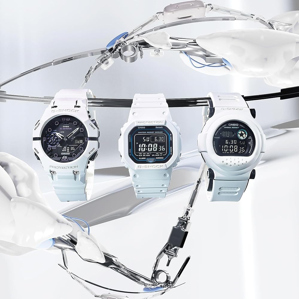 Casio G-Shock G-B001SF-7 Digital Watch White Resin Band Water Resistant