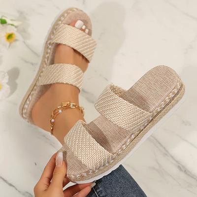 Espadrilles Boden Plateau Sandalen Damen Sommer Mode Weben Dicke Sohle Hausschuhe Frau Rutschfest Komfort Sandalias Mujer 2025