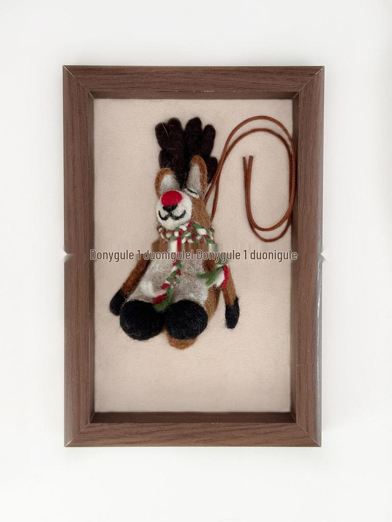 Nepal Handmade Wool Felt Lazy Reindeer Pendant Keychain Ornament Gift