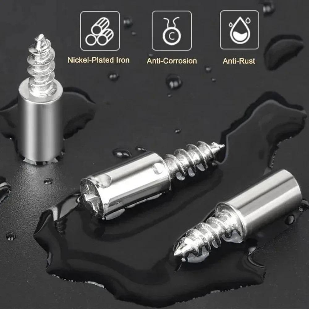 100Pcs Wardrobe Cabinet Glass Partition Nails Cross Self-tapping Screw with Rubber Sleeve Screw Plate Support Partition Bracket
